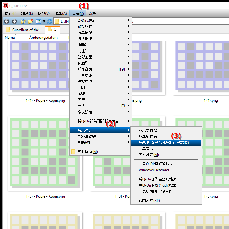 如何在四個檔案總管中顯示和隱藏受保護的檔案和系統檔案